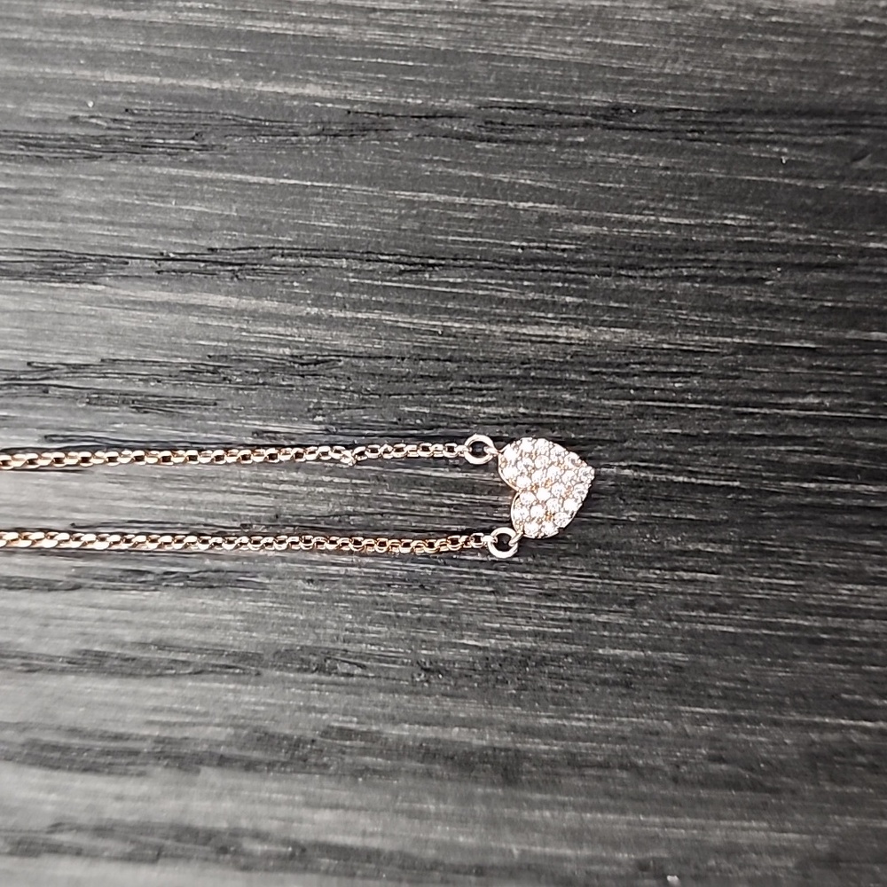 Kate Spade Yours Truly Pave Heart Mini Pendant Necklace Clear Rose Gold - Picture 9 of 16